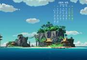 小岛风景2024年4月日历电脑桌面壁纸